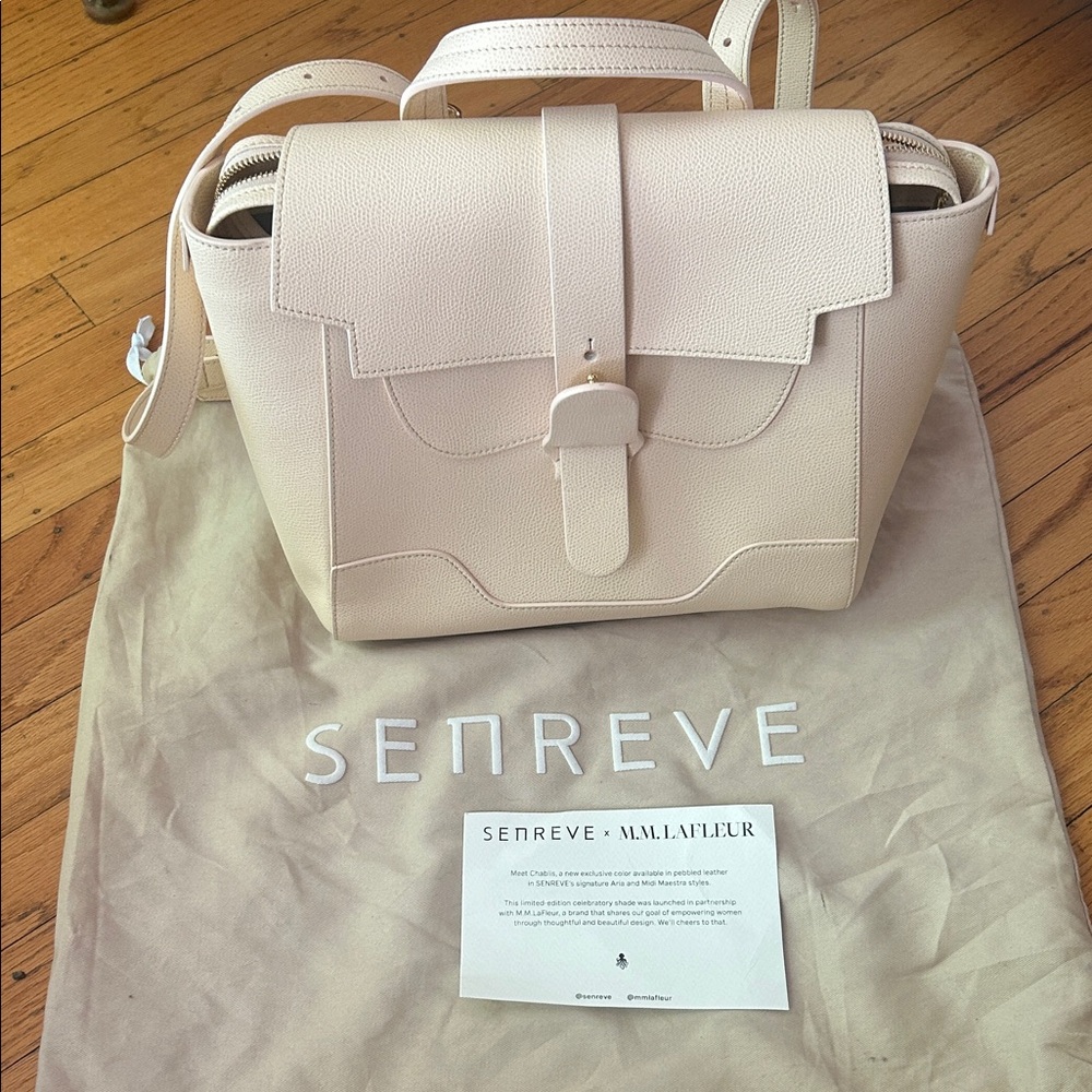 Senreve Chablis Beige Leather Backpack